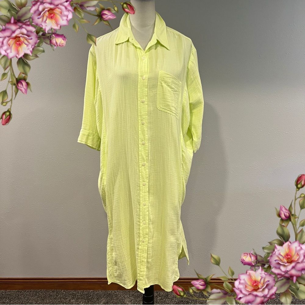 Universal Thread pale Lime Green oversized Button-Up dress